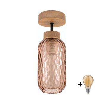 BRILAGI - LED Felületre szerelt csillár R GLASS 1xE27/60W/230V átm. 14 cm tölgy/füstbarna BG3986+NSTK7702 kép