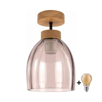 BRILAGI - LED felületre szerelt csillár R GLASS 1xE27/60W/230V átm. 17 cm tölgy/füstös bézs BG3986+NSTK7393 kép