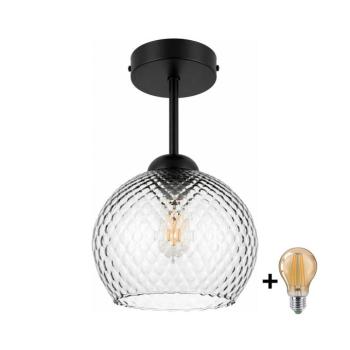 BRILAGI - LED felületre szerelt csillár R GLASS 1xE27/60W/230V átm. 18 cm fekete/füstszürke BG3989+NSTK7466 kép