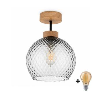 BRILAGI - LED felületre szerelt csillár R GLASS 1xE27/60W/230V átm. 25 cm tölgy/füstszürke BG3986+NSTK7486 kép