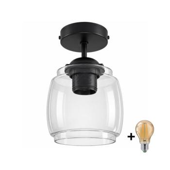 BRILAGI - LED felületre szerelt csillár R GLASS 1xE27/60W/230V átm. 26 cm fekete/füstszürke BG3989+NSTK7417 kép