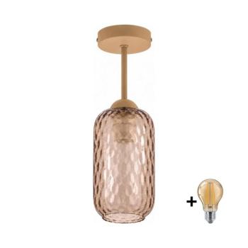 BRILAGI - LED felületre szerelt csillár R GLASS 1xE27/60W/230V átmérő 14 cm bézs/füstbarna BG3995+NSTK7702 kép