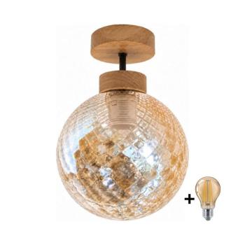 BRILAGI - LED Felületre szerelt csillár R GLASS 1xE27/60W/230V átmérő 17 cm tölgy/füstös bézs BG3986+NSTK7518 kép