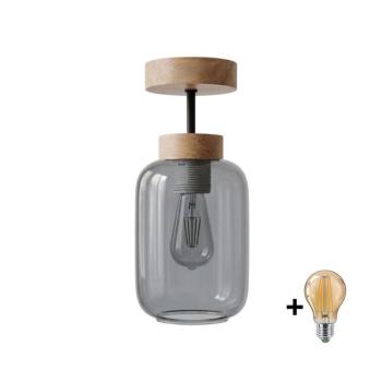 BRILAGI - LED Felületre szerelt csillár R GLASS 1xE27/60W/230V Ø 14 cm tölgy/füstszürke BG3986+NSTK7757 kép