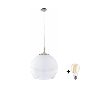 BRILAGI - LED függeszték kábelen RETRO GLASS 1xE27/60W/230V matt króm/fehér EG85261A+NSTK7772 kép