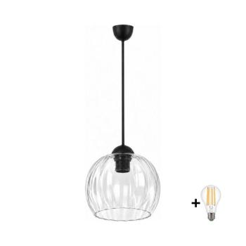 BRILAGI - LED függeszték kábelen RETRO GLASS 1xE27/60W/230V Ø 25 cm fekete/átlátszó NSTK7491+AI3165 kép