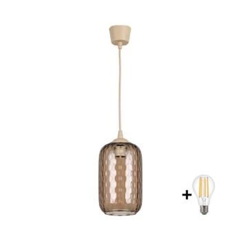 BRILAGI - LED függeszték kábellel R GLASS 1xE27/60W/230V átm. 14 cm bézs/füstös barna NSTK7702+TK8619A kép