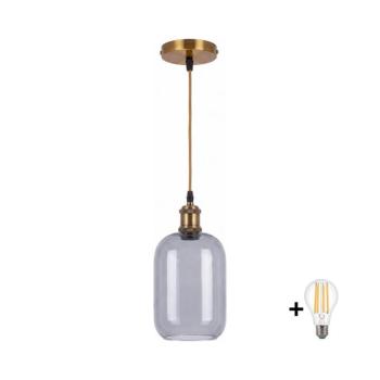 BRILAGI -LED Függeszték kábellel RETRO GLASS 1xE27/60W/230V átm. 14 cm arany/füstszürke NSTK7757+AI0178 kép