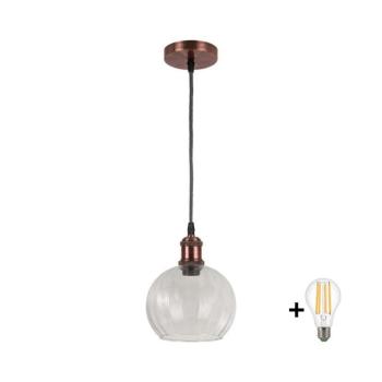 BRILAGI - LED függeszték kábellel RETRO GLASS 1xE27/60W/230V átm. 25 cm réz/átlátszó NSTK7491+AI0179 kép
