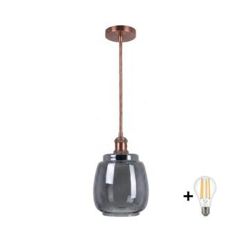 BRILAGI-LED függeszték kábellel RETRO GLASS 1xE27/60W/230V átm. 26 cm rézszínű/füstszürke NSTK7417+AI0179 kép