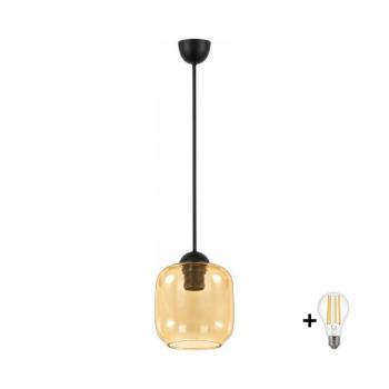 BRILAGI - LED függeszték zsinóron R GLASS 1xE27/60W/230V átm. 14 cm fekete/füstös barna NSTK7765+AI3165 kép