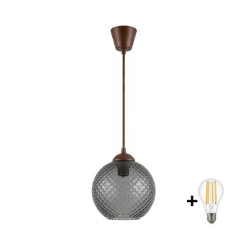 BRILAGI - LED függeszték zsinóron R GLASS 1xE27/60W/230V Ø 18 cm barna/füstszürke NSTK7466+TK8611A kép