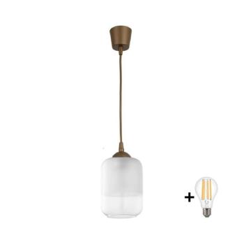 BRILAGI - LED függeszték zsinóron RETRO GLASS 1xE27/60W/230V átm. 14 cm barna/fehér NSTK7778+TK8611A kép