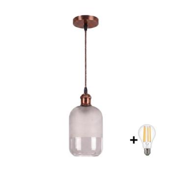 BRILAGI - LED függeszték zsinóron RETRO GLASS 1xE27/60W/230V átm. 14 cm rézszínű/fehér NSTK7778+AI0179 kép