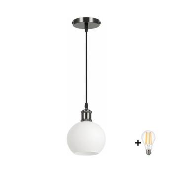 BRILAGI - LED függeszték zsinóron RETRO GLASS 1xE27/60W/230V átmérő 15 cm fekete/fehér NSTK7432+AI0177 kép