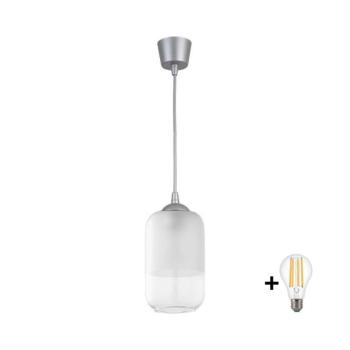 BRILAGI - LED függeszték zsinóron RETRO GLASS 1xE27/60W/230V Ø 14 cm ezüst/fehér NSTK7777+TK8612A kép
