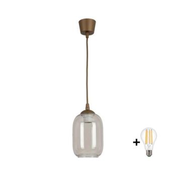 BRILAGI - LED függőcsillár zsinóron R GLASS 1xE27/60W/230V átm. 14 cm barna/füstszürke NSTK7757+TK8611A kép