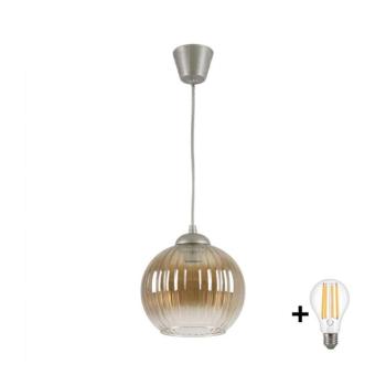 BRILAGI - LED függőlámpa kábelen GLASS 1xE27/60W/230V átm. 18 cm ezüst/füstbarna NSTK7482+TK8612A kép