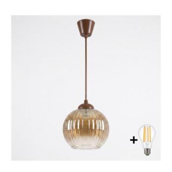 BRILAGI - LED függőlámpa kábelen R GLASS 1xE27/60W/230V átm. 18 cm barna/füstös barna NSTK7482+TK8611A kép