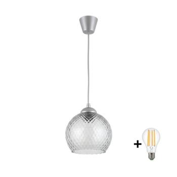 BRILAGI - LED függőlámpa kábelen R GLASS 1xE27/60W/230V Ø25 cm ezüst/füstszürke NSTK7486+TK8612A kép