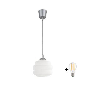 BRILAGI - LED függőlámpa kábelen RETRO GLASS 1xE27/60W/230V, átm. 20 cm, ezüst/fehér NSTK7639+TK8612A kép