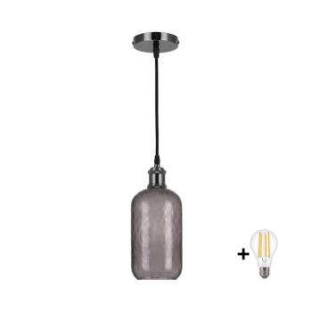 BRILAGI -LED Függőlámpa kábelen RETRO GLASS 1xE27/60W/230V Ø 14 cm fekete/füstszürke NSTK7501+AI0177 kép