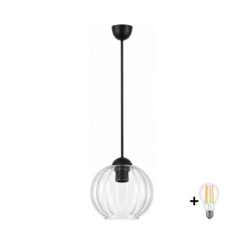 BRILAGI - LED függőlámpa kábelen RETRO GLASS 1xE27/60W/230V Ø 18 cm fekete/átlátszó NSTK7485+AI3165 kép