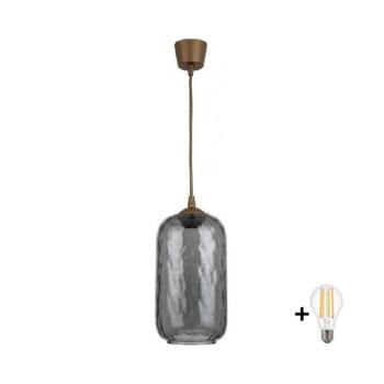 BRILAGI - LED függőlámpa kábellel R GLASS 1xE27/60W/230V átm. 14 cm barna/füstszürke NSTK7501+TK8611A kép