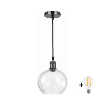 BRILAGI - LED függőlámpa kábellel RETRO GLASS 1xE27/60W/230V átm. 25 cm fekete/átlátszó NSTK7491+AI0177 kép