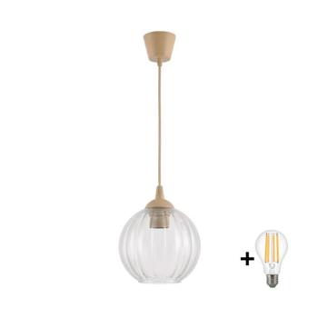BRILAGI - LED függőlámpa kábellel RETRO GLASS 1xE27/60W/230V Ø 18 cm bézs/átlátszó NSTK7485+TK8619A kép