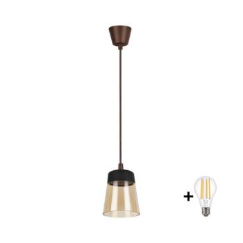 BRILAGI - LED függőlámpa R GLASS 1xE27/60W/230V átm. 15,5 cm barna/füstös bézs/fekete NSTK7325+TK8611A kép