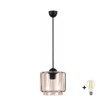 BRILAGI - LED függőlámpa zsinóron R GLASS 1xE27/60W/230V átm. 15 cm fekete/füstös bézs NSTK7399+AI3165 kép