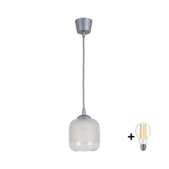 BRILAGI - LED függőlámpa zsinóron RETRO GLASS 1xE27/60W/230V Ø 14 cm ezüst/fehér NSTK7779+TK8612A kép