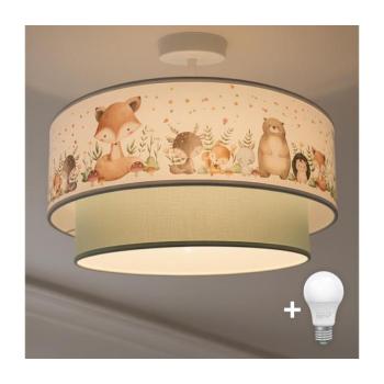 BRILAGI-LED gyerek felületre szerelhető csillár BOBO 1xE27/60W/230V, átm. 40 cm, fehér/zöld/állatmintás 8590828051275 kép