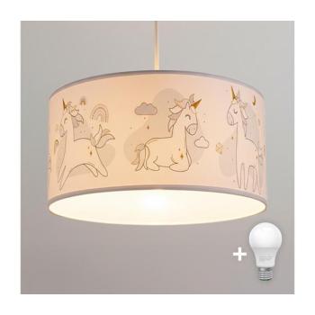 BRILAGI - LED gyerek függeszték zsinóron BOBO 1xE27/60W/230V átm. 35 cm fehér/unikornis mintás 8590828051121 kép