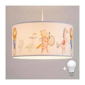BRILAGI - LED gyerekcsillár zsinóron BOBO 1xE27/60W/230V átm. 35 cm fehér/állatmintás 8590828051091 kép