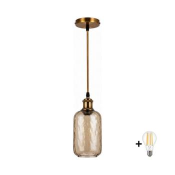 BRILAGI-LED Kábeles csillár RETRO GLASS 1xE27/60W/230V átmérő 14 cm arany/füstbarna NSTK7701+AI0178 kép