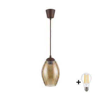 BRILAGI - LED kábeles függőlámpa R GLASS 1xE27/60W/230V Ø 17 cm barna/füstbézs NSTK7499+TK8611A kép