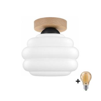 BRILAGI - LED mennyezeti lámpa RETRO GLASS 1xE27/60W/230V Ø 20 cm tölgy/fehér BG3985+NSTK7639 kép