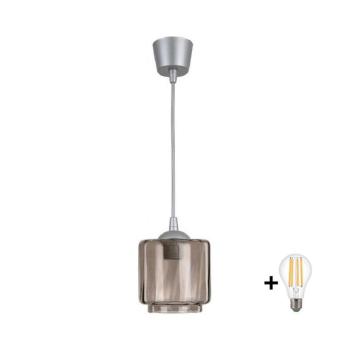 BRILAGI-LED R GLASS kábeles csillár 1xE27/60W/230V, Ø 15 cm, ezüst/füstbézs NSTK7399+TK8612A kép