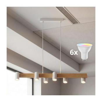 BRILAGI - LED RGBW dimmelhető, kábelre függesztett csillár SELE 6xGU10/6,5W/230V fehér/tölgy BG5275+AI2323 kép