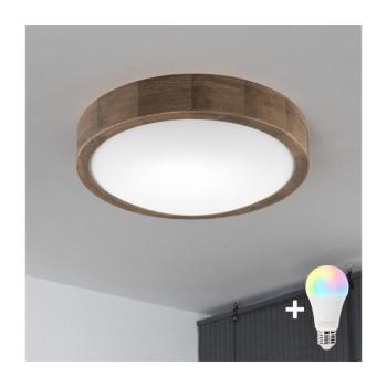 BRILAGI-LED RGBW Dimmelhető mennyezeti lámpa CARVALHO SLIM 1xE27/12W/230V tölgy átmérő 27 cm BG0854+AI0819 kép