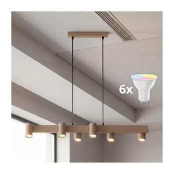 BRILAGI - LED RGBW fényerőszabályozható kábeles csillár SELE 6xGU10/6,5W/230V bézs BG5273+AI2323 kép
