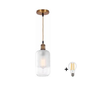BRILAGI - LED zsinóros függeszték RETRO GLASS 1xE27/60W/230V átm. 14 cm arany/fehér NSTK7777+AI0178 kép