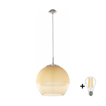 BRILAGI-LED zsinóros függőlámpa RETRO GLASS 1xE27/60W/230V matt króm/füstös bézs EG85261A+NSTK7771 kép