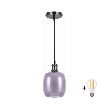 BRILAGI -LED Zsinóros függőlámpa RETRO GLASS 1xE27/60W/230V Ø 14 cm fekete/füstszürke NSTK7758+AI0177 kép