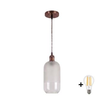 BRILAGI - LED zsinóros függőlámpa RETRO GLASS 1xE27/60W/230V Ø 14 cm rézszínű/fehér NSTK7777+AI0179 kép