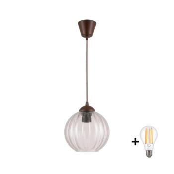 BRILAGI - LED zsinóros függőlámpa RETRO GLASS 1xE27/60W/230V Ø 18 cm barna/átlátszó NSTK7485+TK8611A kép