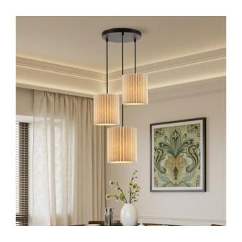 BRILAGI - NORDIC WAVE kábeles függőlámpa 3xE27/15W/230V, átmérő 38 cm, lenvászon/fekete BRI390 kép