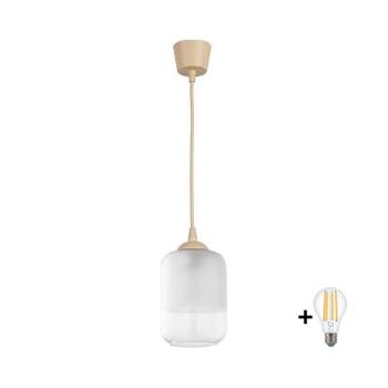BRILAGI - RETRO GLASS kábeles LED függeszték 1xE27/60W/230V, átm. 14 cm, bézs/fehér NSTK7778+TK8619A kép